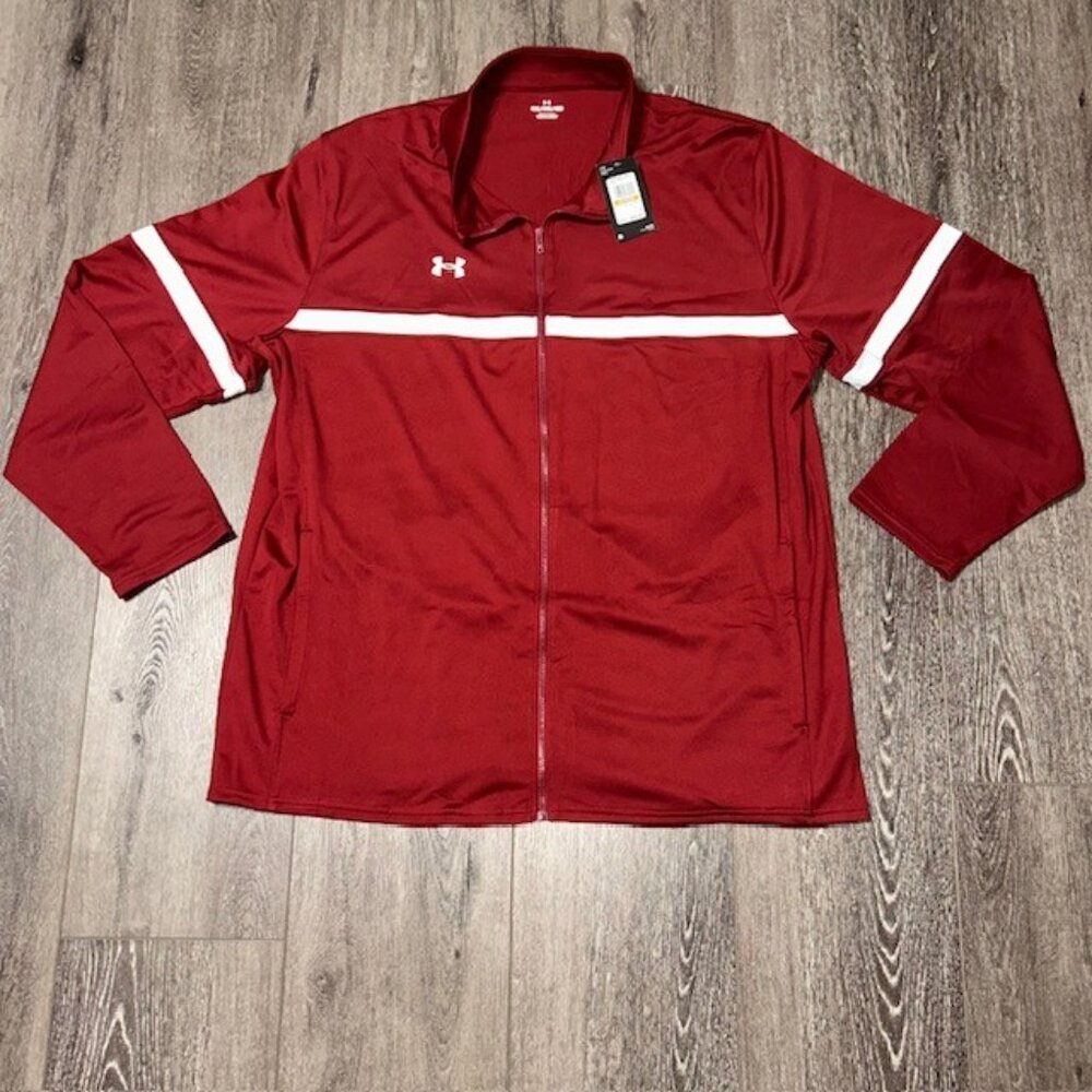 Under Armour Men’s Red Team Knit Full-Zip Warm-Up Jacket Size 4XL NWT